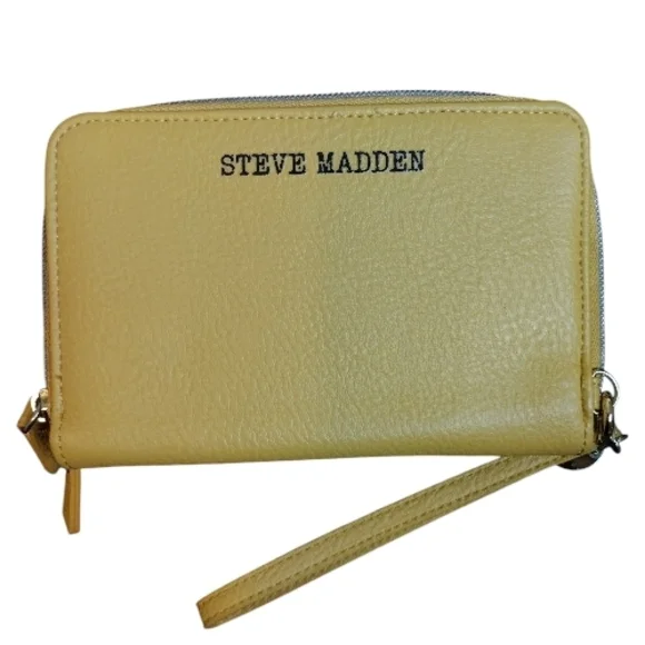 Steve Madden Mustard Yellow Leather Wristlet Wallet - Picture 2 of 13